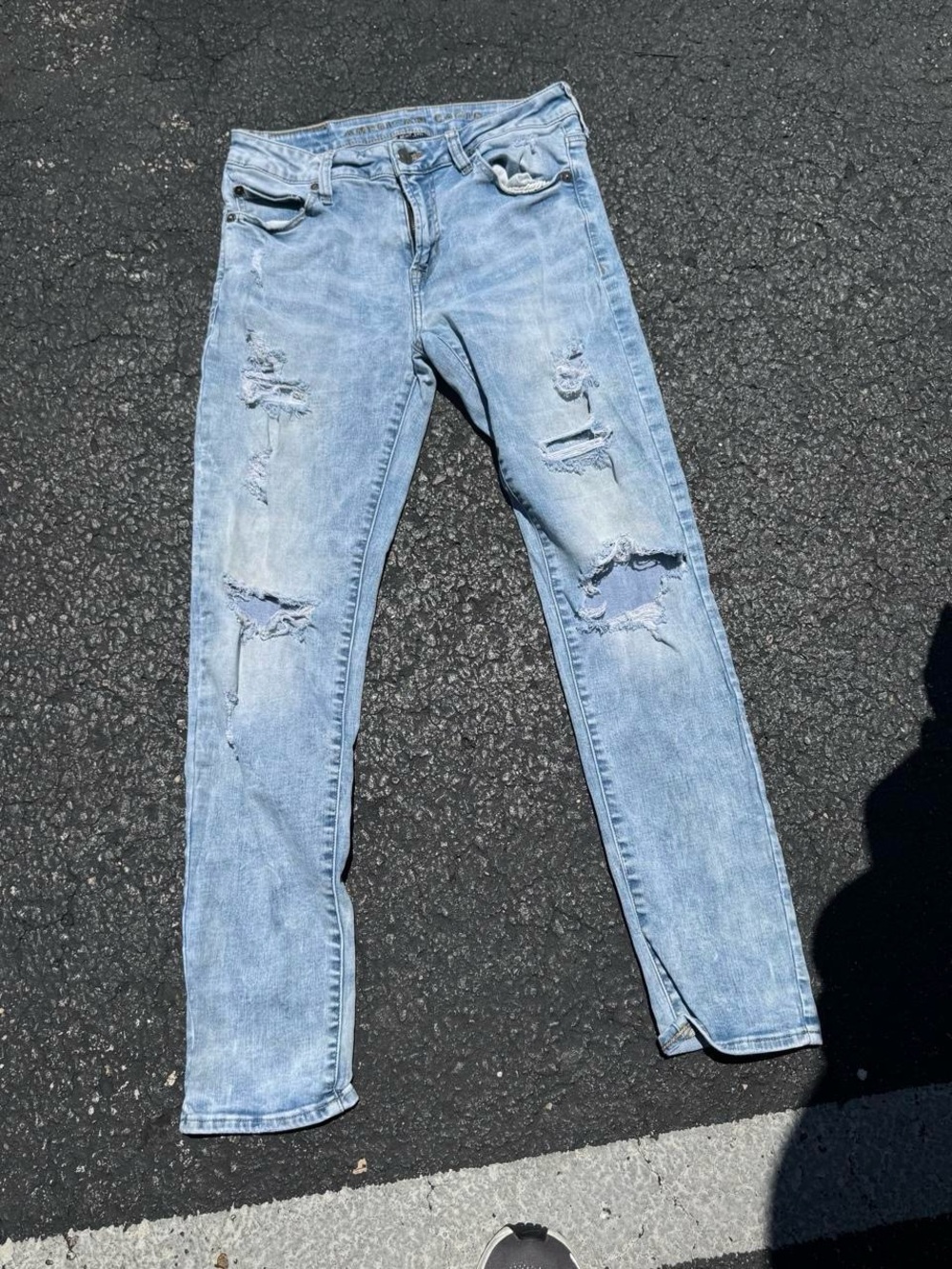 American Eagle Outfitters Light Blue Slim Straight Ripped Jeans